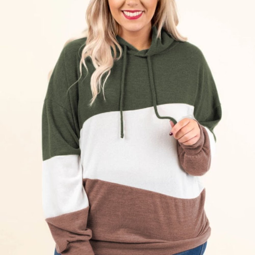 Green Lucky Break Color Block Plus Size Hoodie - image 3